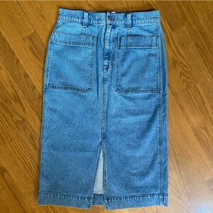 Madewell Stretch Denim Slit Straight Midi Skirt in Antin Wash